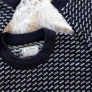 vintage 80s L.L Bean Norway Fisherman crew neck sweater dark blue white sz XL